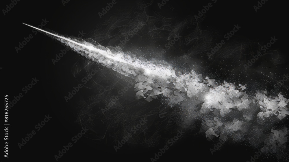 Canvas Prints Jet modern white contrail line on transparent background. 3D airplane flight speed vapor steam. Realistic aircraft tail flow motion texture. Gas burst curve path trace.