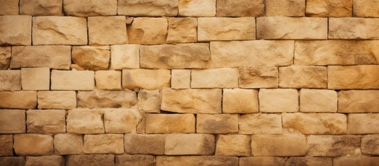 Sepia toned stone wall texture provides ample copy space in the background
