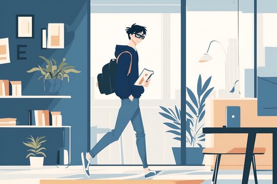 a nerdy guy in blue hoodie at the office