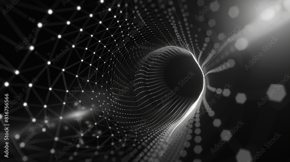 Poster 3d abstract portal with geometric line. outline network pattern for technology presentation. white w