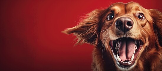 Funny and happy red dog shows the tongue. copy space available - Powered by Adobe