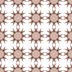 Illustration of seamless kaleidoscopic brown patterns on a white background