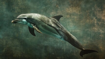 Vintage textured dolphin art with grunge texture for home decor and interior design. Perfect for conservation and sea life enthusiasts