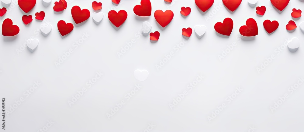 Poster a minimalistic valentine s day concept featuring a red heart pattern on a white backdrop providing a