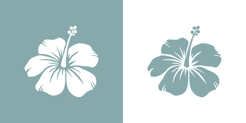 Logo vacaciones en Hawái. Silueta de flor de hibisco © teracreonte
