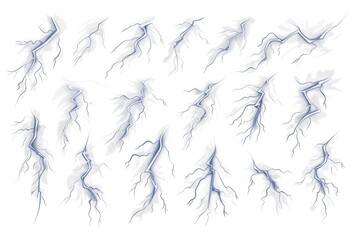 Obraz premium Collection of different lightning strikes, perfect for science projects