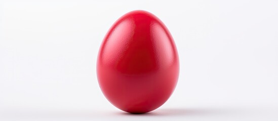 Single red Easter egg isolated on white background Traditional symbol of Christian holiday. copy space available