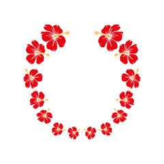 Logo vacaciones en Hawái. Silueta de flores de hibisco con forma de corona
