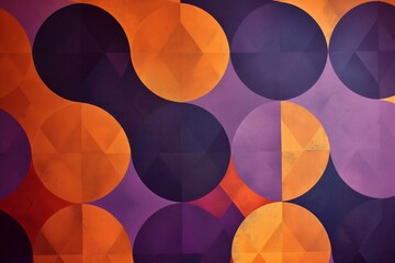 Stylish abstract background with overlapping purple and orange circles on a textured canvas
