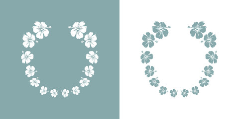 Logo vacaciones en Hawái. Silueta de flores de hibisco con forma de corona