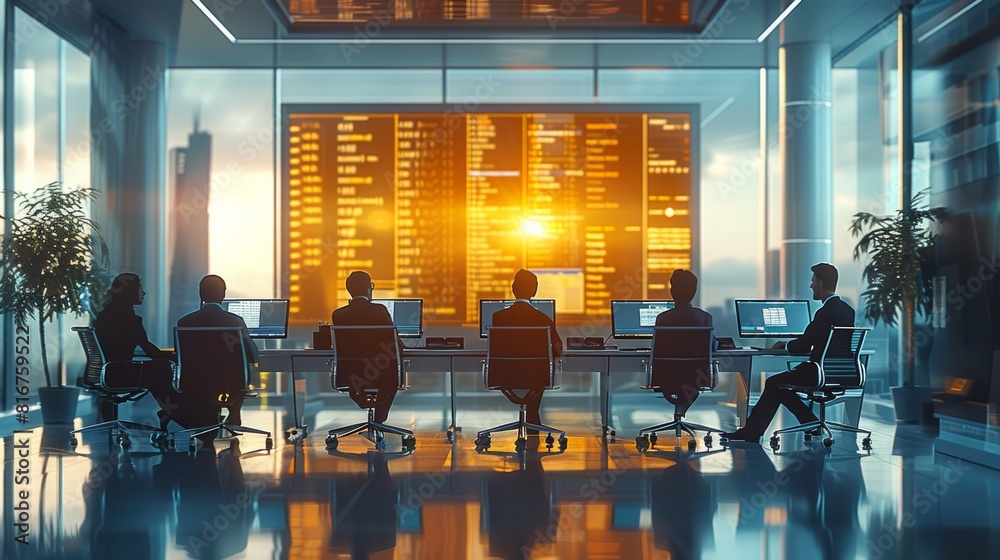 Poster a modern well lit office environment with a diverse team of professionals engaging in an audit meeti