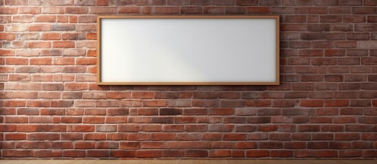 Blank picture frame at the brick wall with copy space and clipping path for the inside