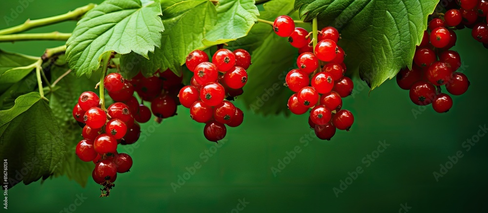 Poster a copy space image featuring curry berries a type of fruit with a vibrant green leafy background