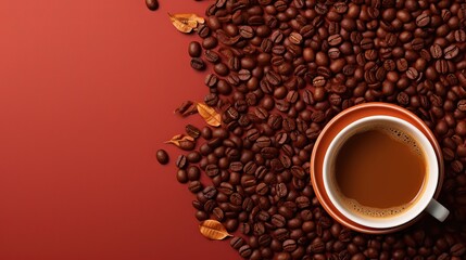 Naklejka premium Cup of coffee with beans