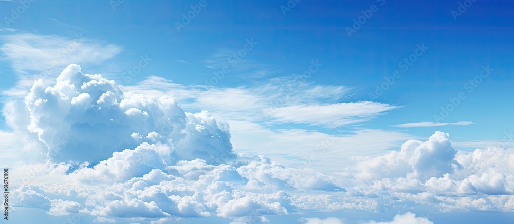 Poster blue sky with clouds in the afternoon. copy space available