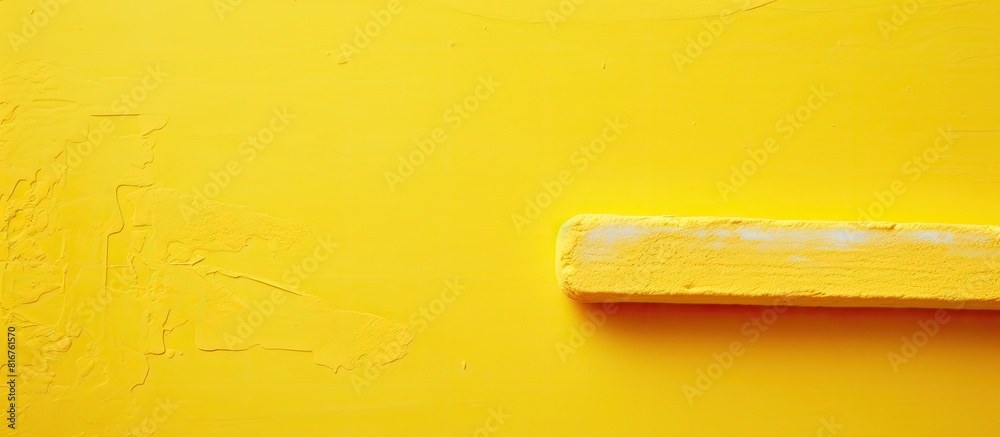 Poster yellow chalk for drawing on a yellow background with copy space for add text broken piece of chalk f