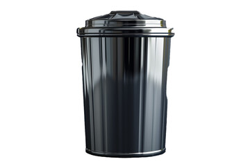 A dustbin with a sleek, metallic finish, resembling a high-tech gadget, isolated on transparent background, png file