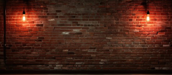The brick wall background is beautifully lit by a hanging spotlight creating a perfect spot for a copy space image - Powered by Adobe