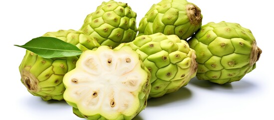 Exotic Fruit Noni on white background. copy space available