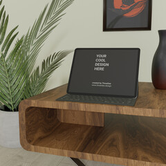 Various 3D mockups of MacBook and phones