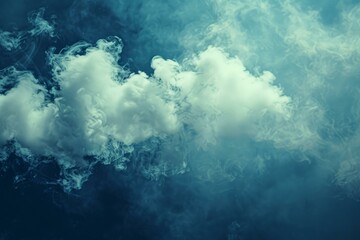 Abstract soft white smoke drifts across a mystical dark blue backdrop, ideal for design use
