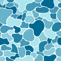 Ripple water texture. Wave, foam, sea. Abstract seamless pattern vector. Simple and minimal wallpaper. Blue shapeless ornament. Design for tile, fabric, decor, card, paper, wrapping, kid cloth, scarf.