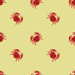 Crab Seamless Pattern Yellow Background