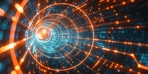 Obraz premium Futuristic tunnel with high speed motion blur. 