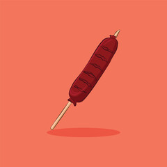 Illustration of a sausage on a skewer