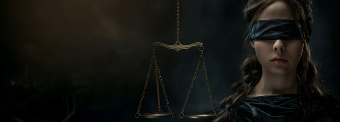 Obraz premium Legal and law concept statue of Lady Justice with scales of justice, AI generation