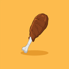 Fried chicken thigh vector illustration