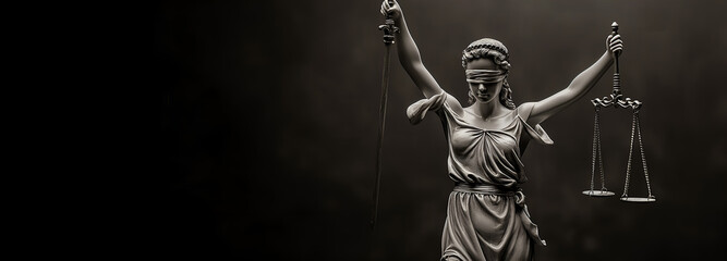 Legal and law concept statue of Lady Justice with scales of justice, AI generation