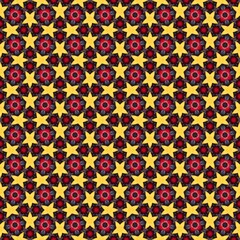 AI illustration of geometric pattern with warm-toned colors, featuring a yellow star motif