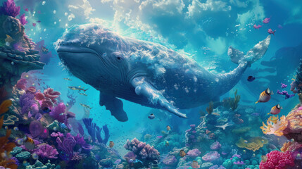 Fototapeta premium Dive into a world of imagination and wonder with our extensive undersea collection, featuring fantastical creatures, mythical landscapes, and magical underwater kingdoms.