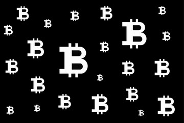 Abstraction Bitcoin pattern drawing in black and white