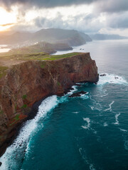 View of the Ponta de Sao Lorenco, Madeira, Portugal: Sunset on the tropic island, coast