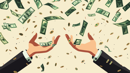 Bussiness hands catch Falling money Vector style vector