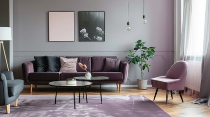 Fototapeta premium Bright Dining Area with White Chairs and Large Windows, Airy Interior Design for Home Decor and Real Estate Photography