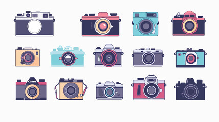 Camera icon in flat style set eps10 Vector style vector