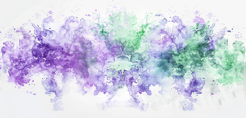 Pale lavender and electric green splashes on canvas.