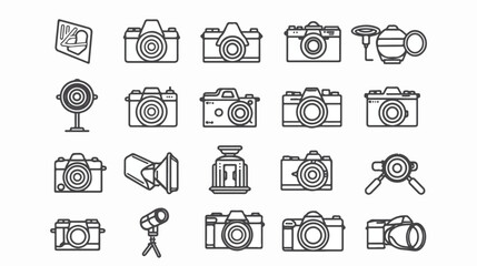 Camera of line icons sign set vector Vector style vector