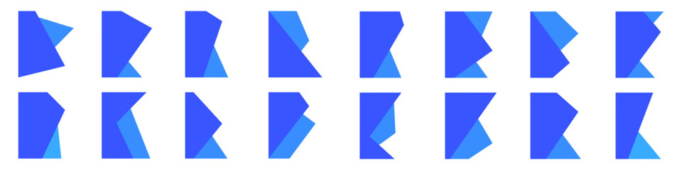 Collection of left side geometric divider, separator shape of page for website, card, banner, brochure vector illustration