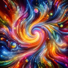 Vibrant Vertex abstract colorful shapes swirling and converging in a radiant display