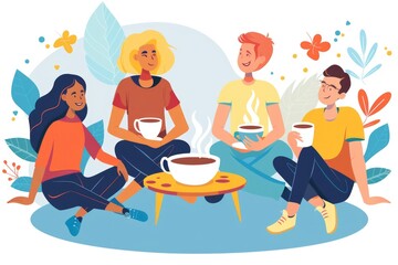 Group of people having a discussion. Suitable for business or social concepts