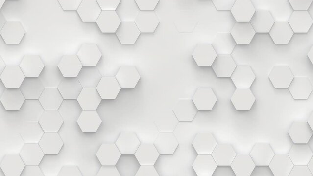 Abstract white background made of hexagons. Seamless looping animation.