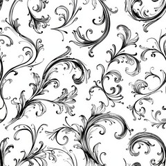 Obraz premium Elegant Black and White Floral Pattern Design