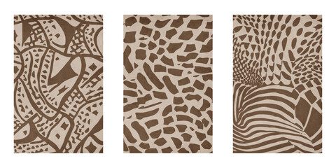 Set of 3 Abstract illustration in vintage style. For use in graphics, for wall decor. .