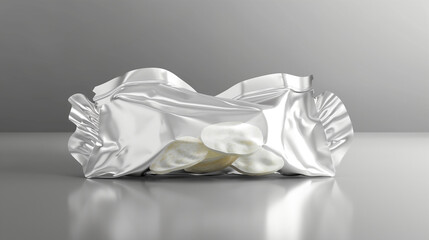 A white, inflated bag on a white background.

