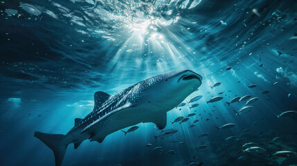 Fototapeta premium Journey to the depths of the ocean with our vast collection of underwater photography and artwork, capturing the awe-inspiring beauty and mystery of the marine world.