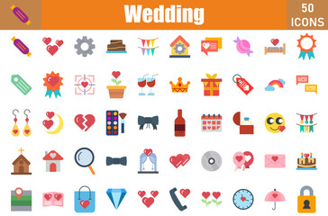 Wedding Icons Set. Editable Stroke. Pixel Perfect